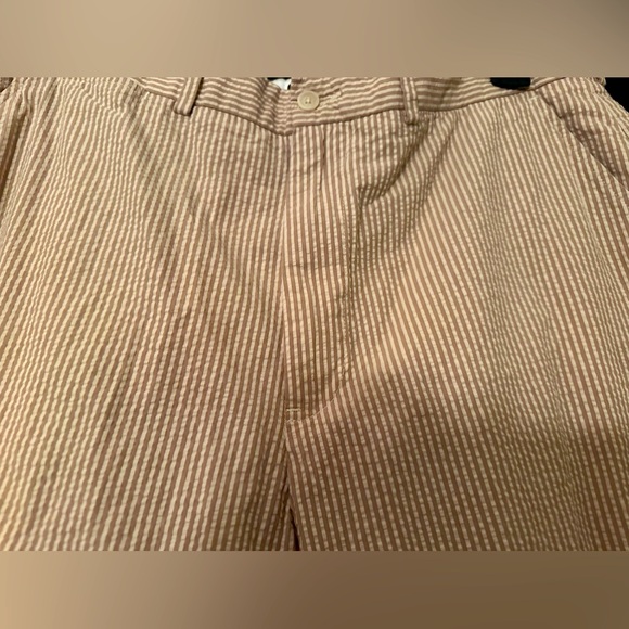 EUC PoloRalph Lauren pants, 100% cotton size 36/34, tan and white striped pants. - Picture 1 of 5